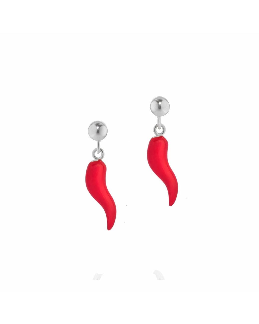 Unaloe Red Earrings With Horn Pendant