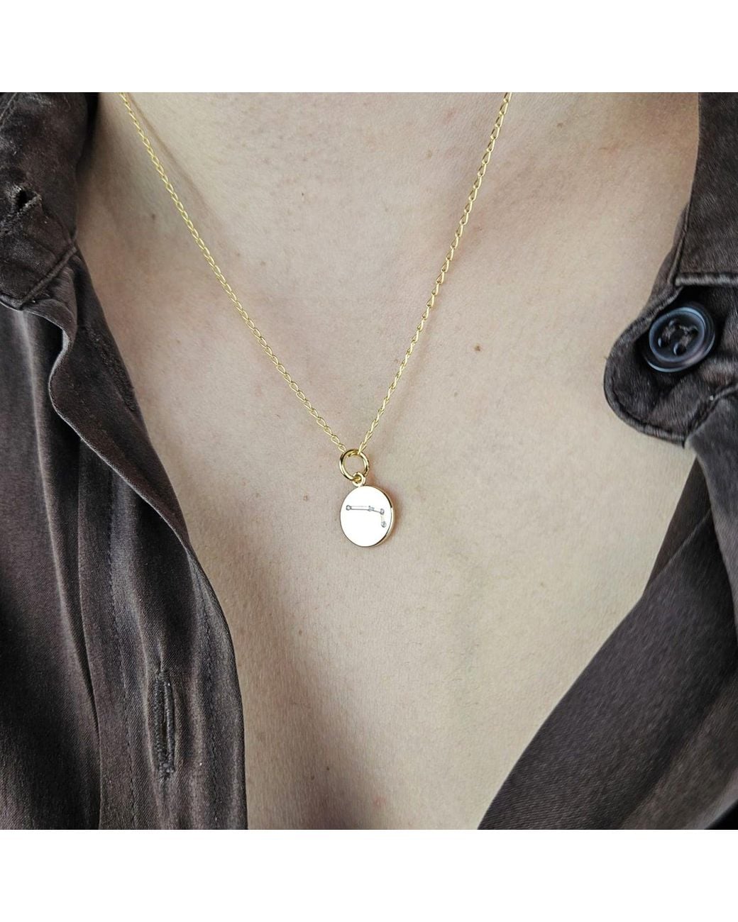 Sophelia White Aries Plated Constellation Star Map Pendant Charm Necklace