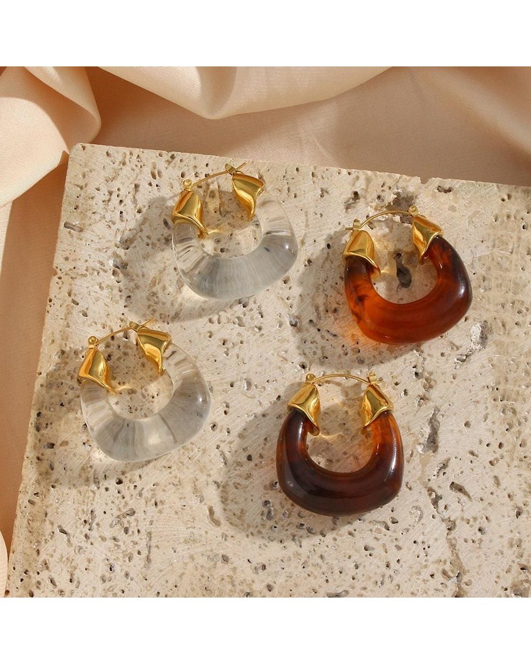 Olivia Le Metallic Kylie Acrylic Hoop Earrings