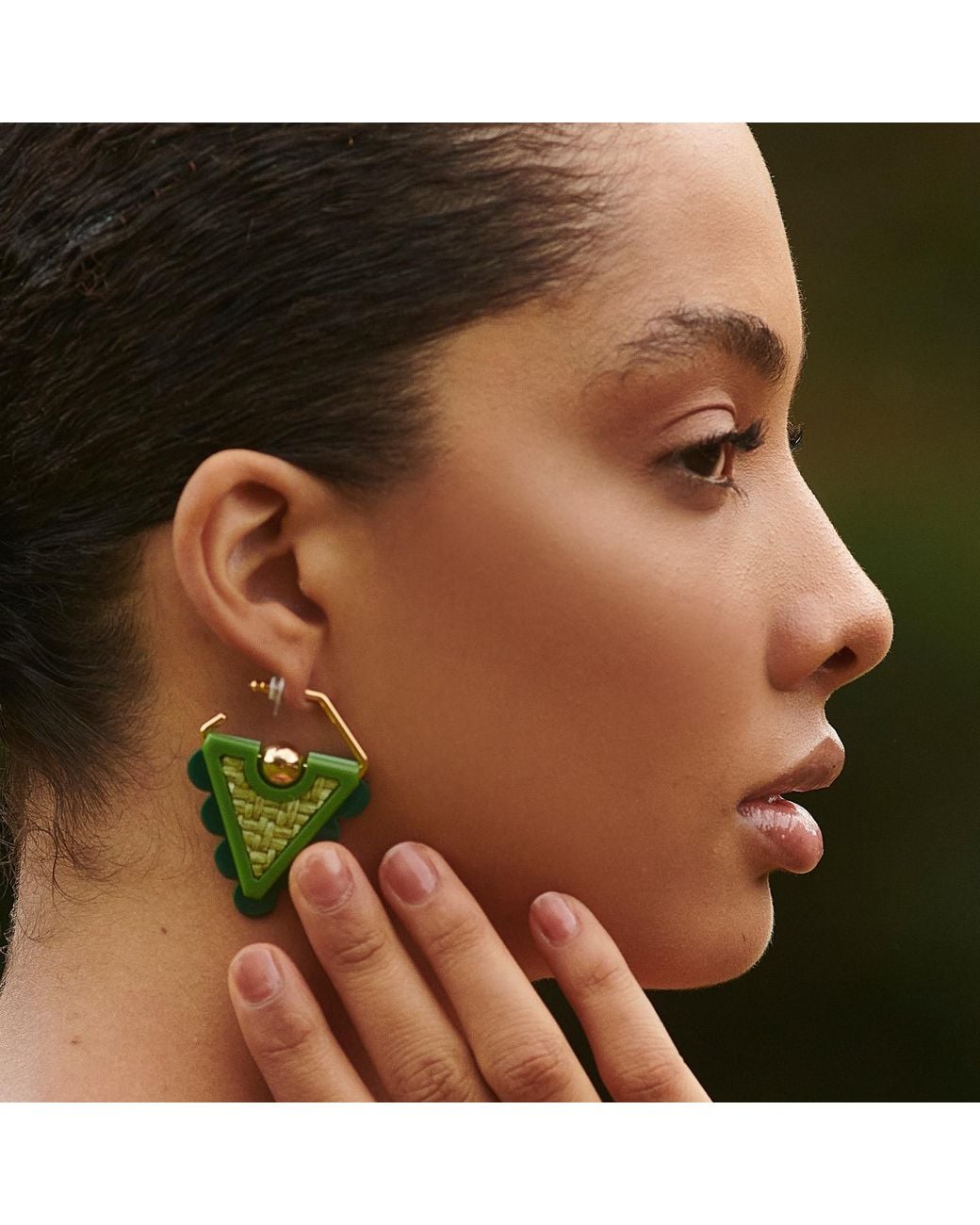 Gissa Bicalho Green Acrylic Handmade Earring Ubá Pale