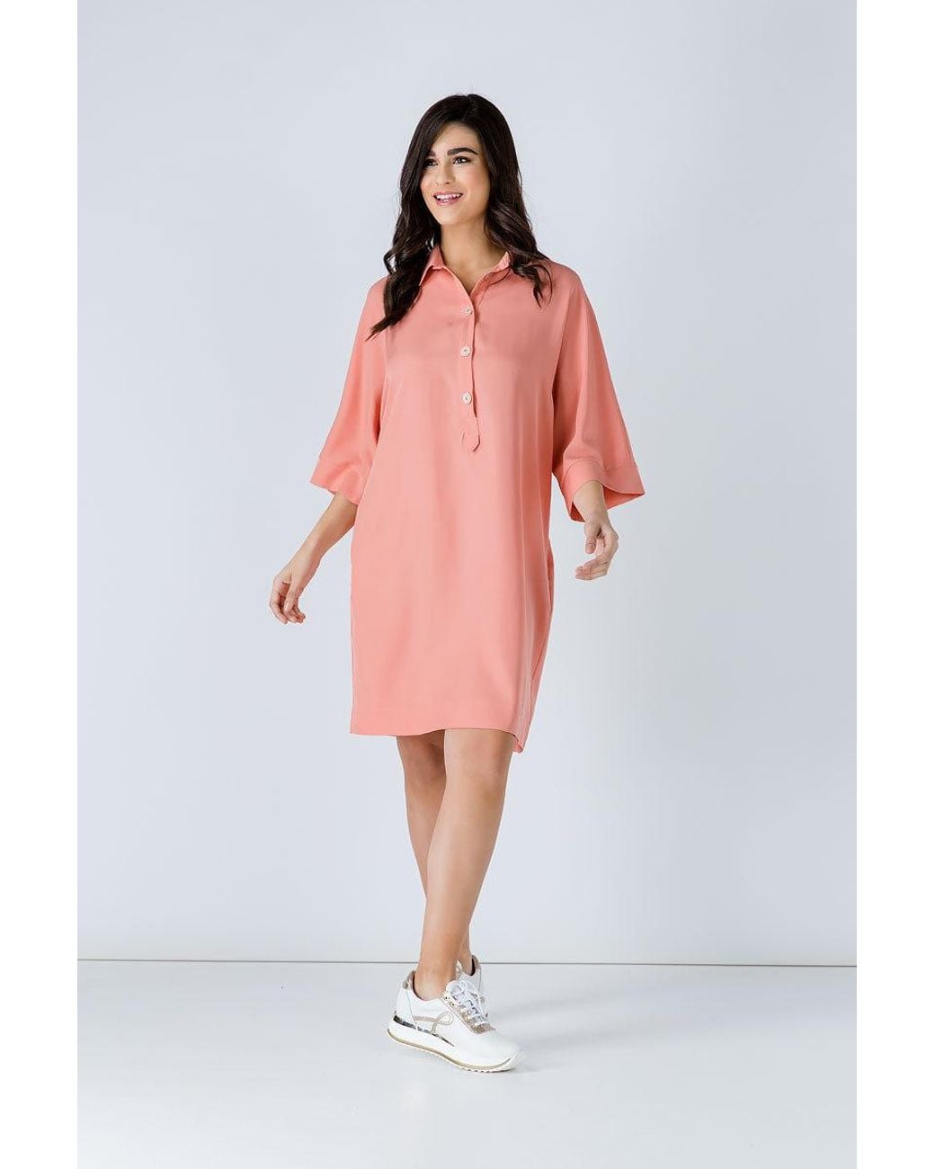 Conquista Pink Oversized Coral Tencel Dress