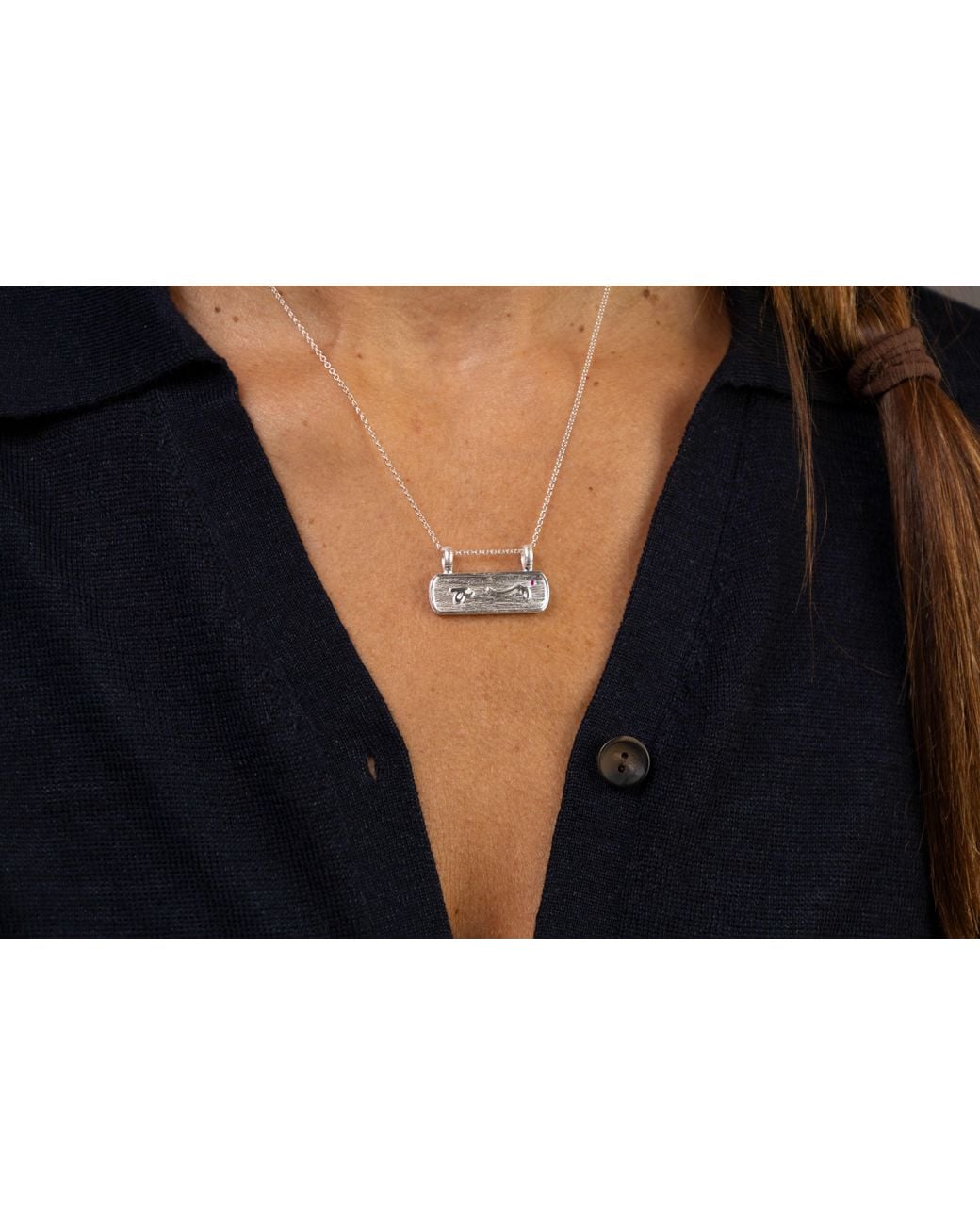 Claire Hill Designs Metallic Difficult Bar Necklace