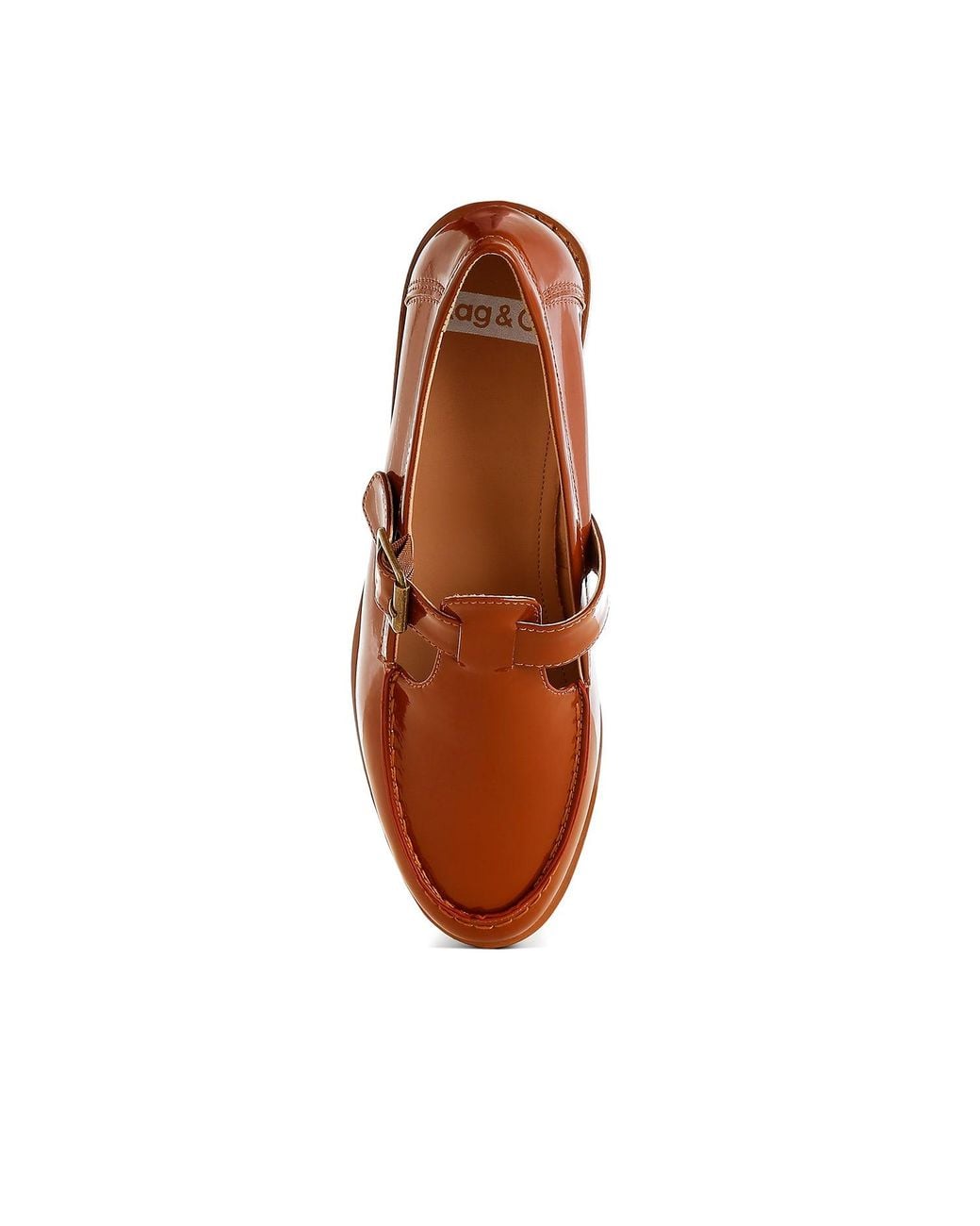 Rag & Co Brown Swenson Patent Pleather Mary Jane Loafers