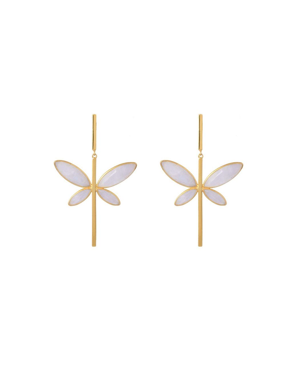 Lavani Jewels Metallic Dafne Dragonfly White Earrings