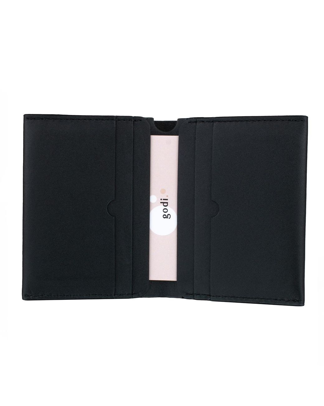 godi. Black Handmade Bifold Leather Wallet for men