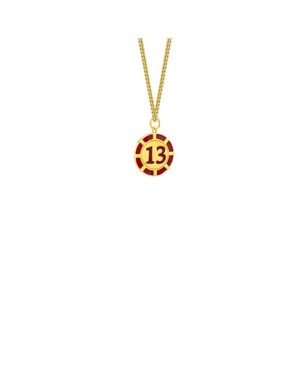 True Rocks Metallic Red Enamel & 18kt Gold Plated 13 Poker Chip Mini Charm On Gold Plated Hoop Earring for men