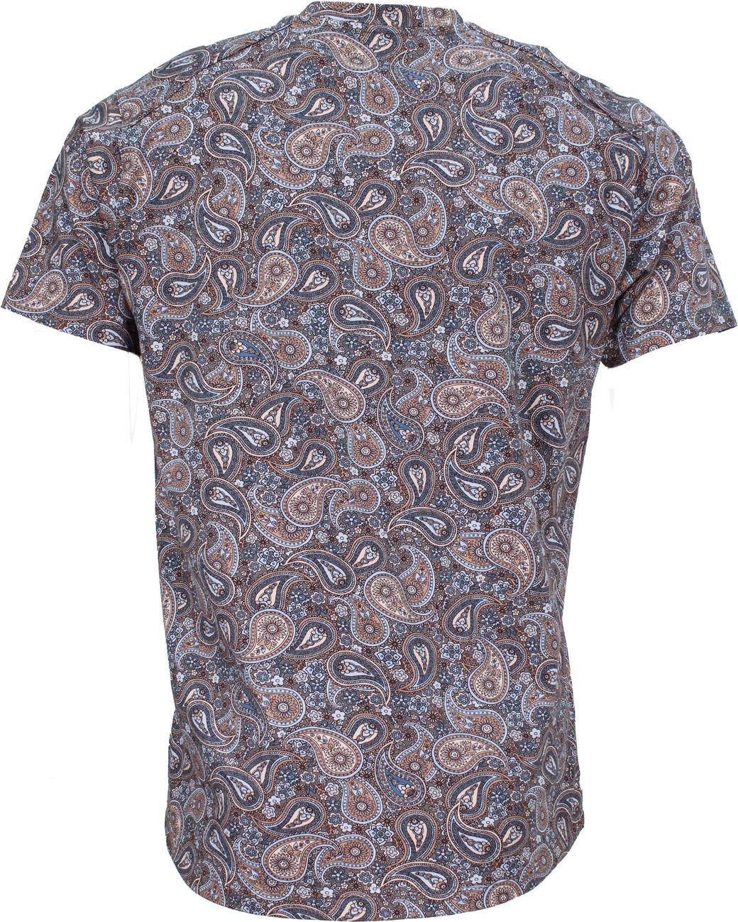 Lords of Harlech Blue Neutrals Maze Trippy Paisley V-Neck Tee for men