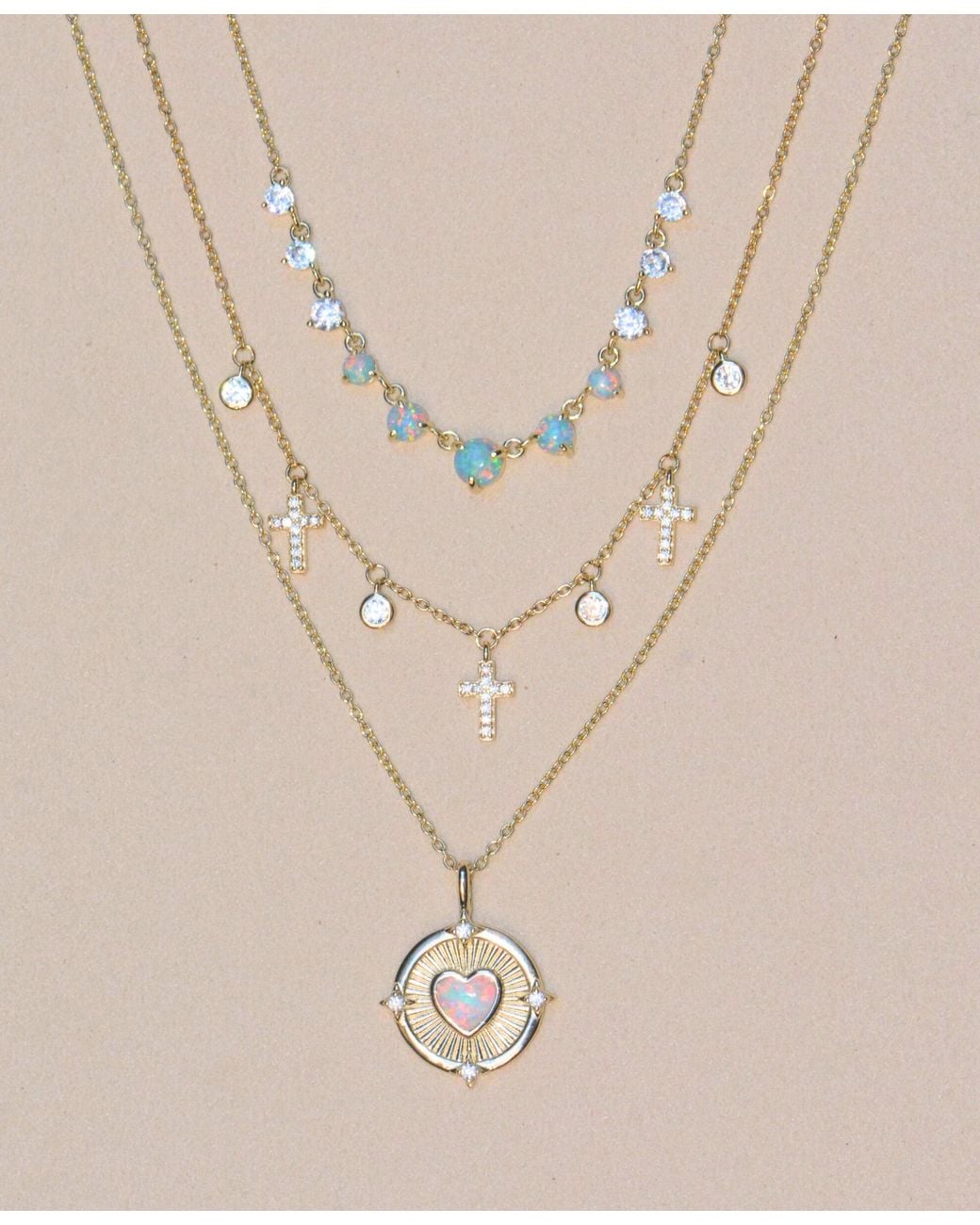 KAMARIA Metallic Radiant Opal Heart Necklace