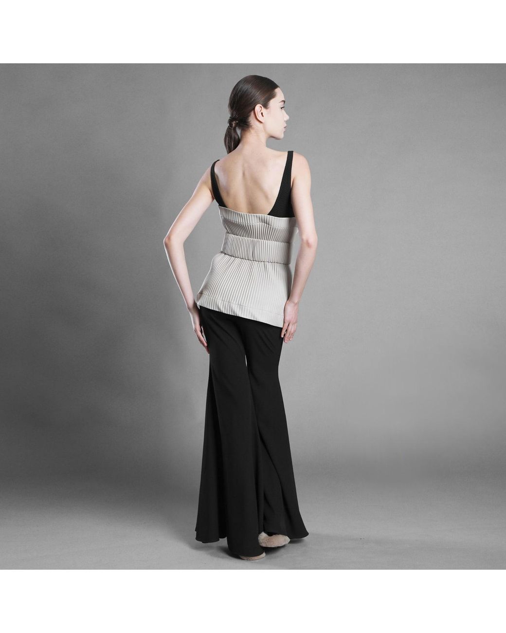 Silvia Serban Gray Neutrals Pleated Eco-Leather Belt