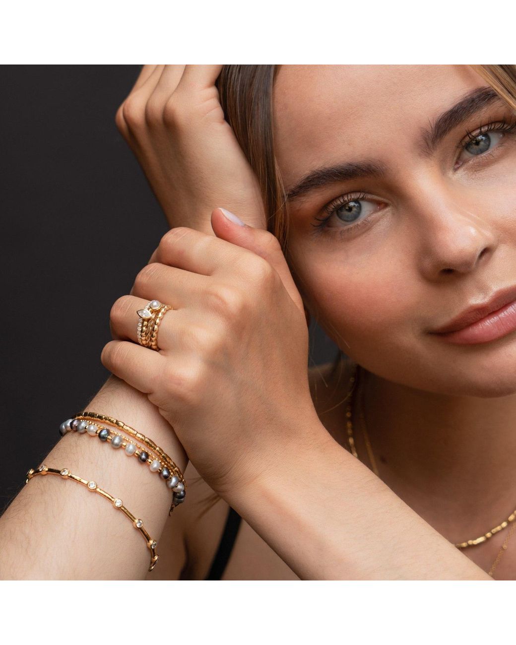 Dower & Hall Metallic Mixed Freshwater Luna Pearl Bracelet