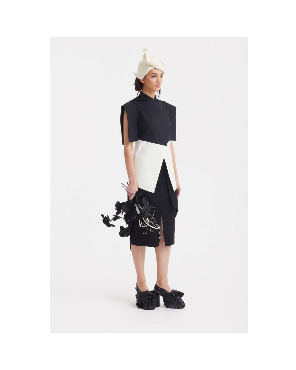 Julia Allert Black Designer Double Midi Skirt