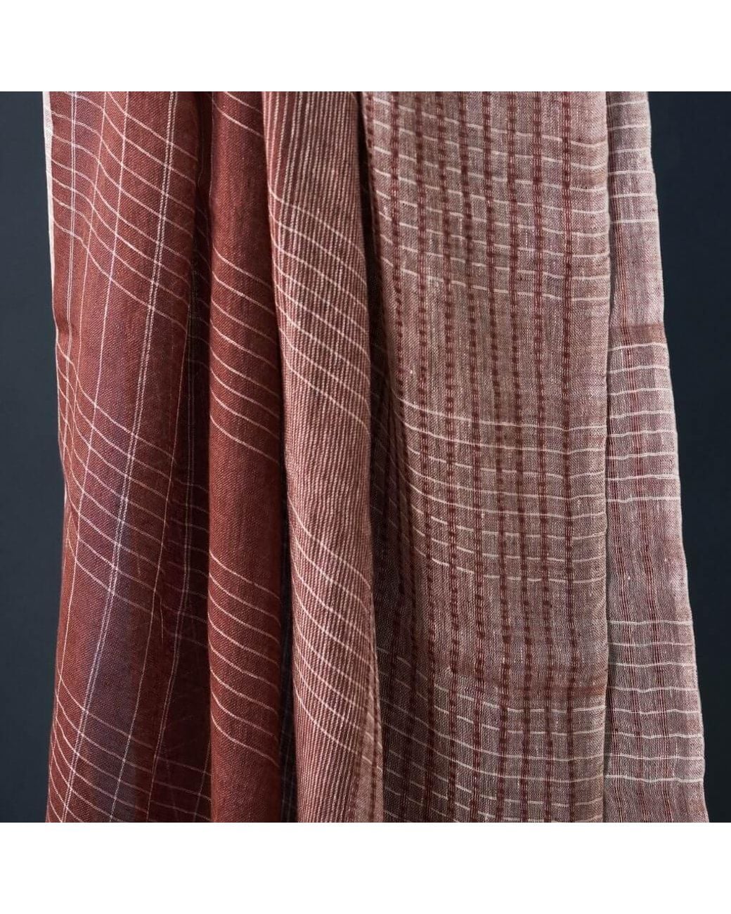 Variously Red Auro Cinnabar Handwoven Earthy Rust Linen Scarf
