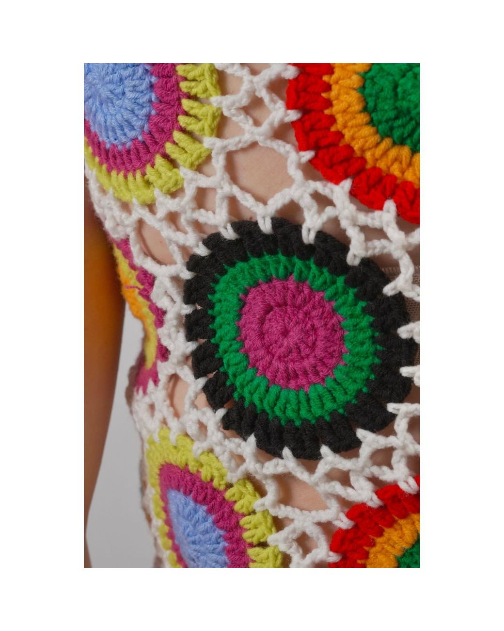 Ana Chic Blue Carousel Crochet Circle Handmade Crop Top