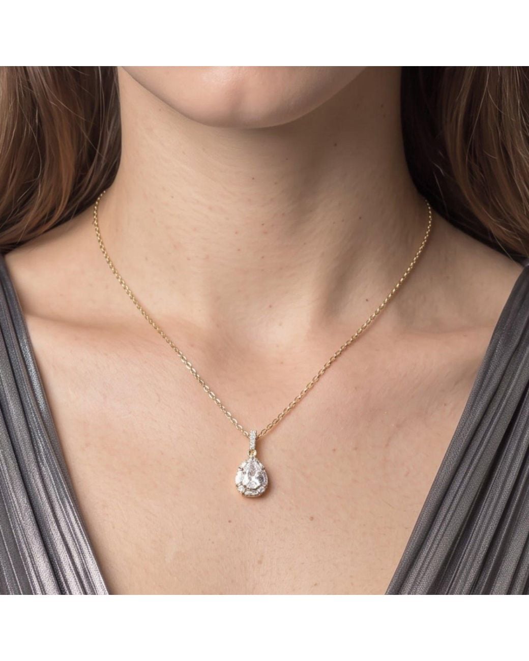 Uchi and Soto Metallic Kin Teardrop Stone Earrings & Necklace Set
