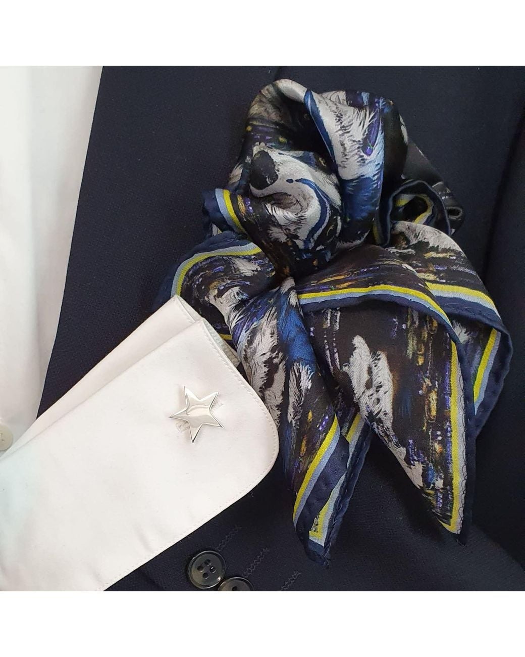 Edge Only Metallic Star Cufflinks Sterling for men