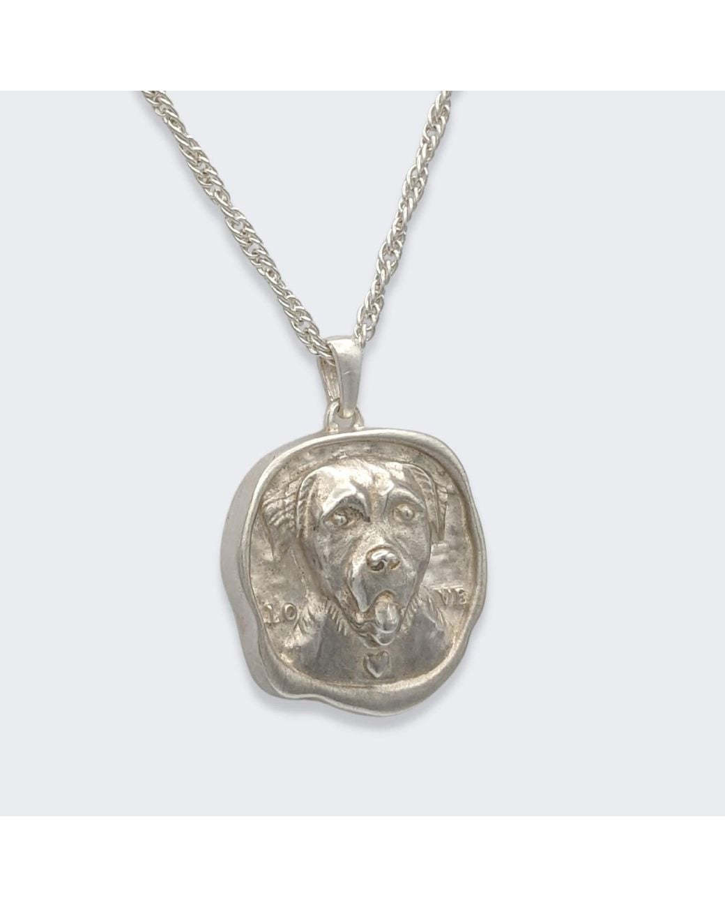 Frenvyrn Metallic Lars Reversible Dog Coin Necklace, Sterling for men