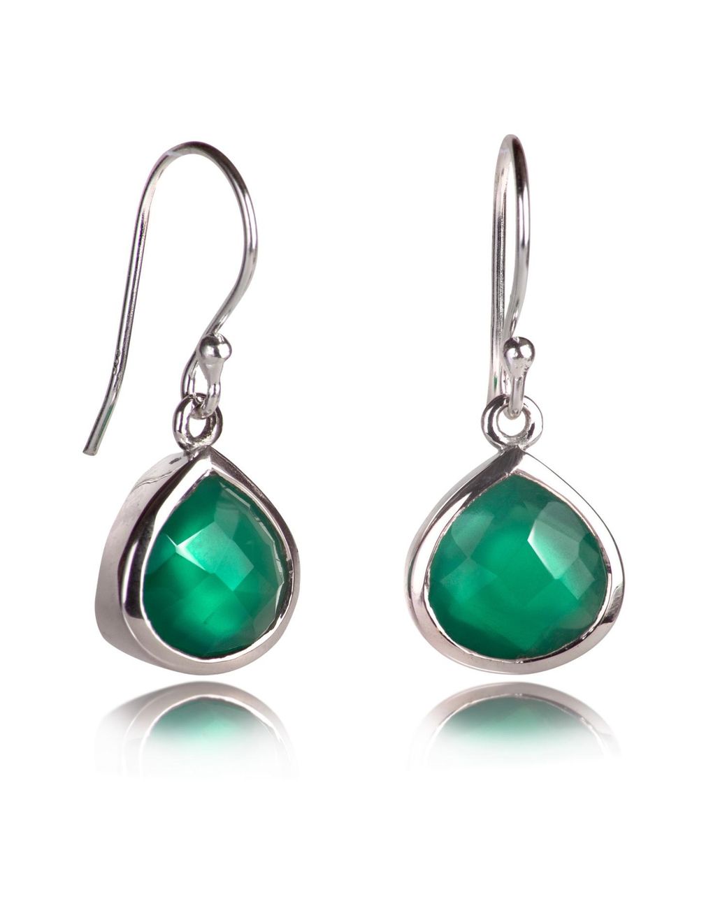 The Jewellery Store London Green Pear-Shaped Onyx Earrings