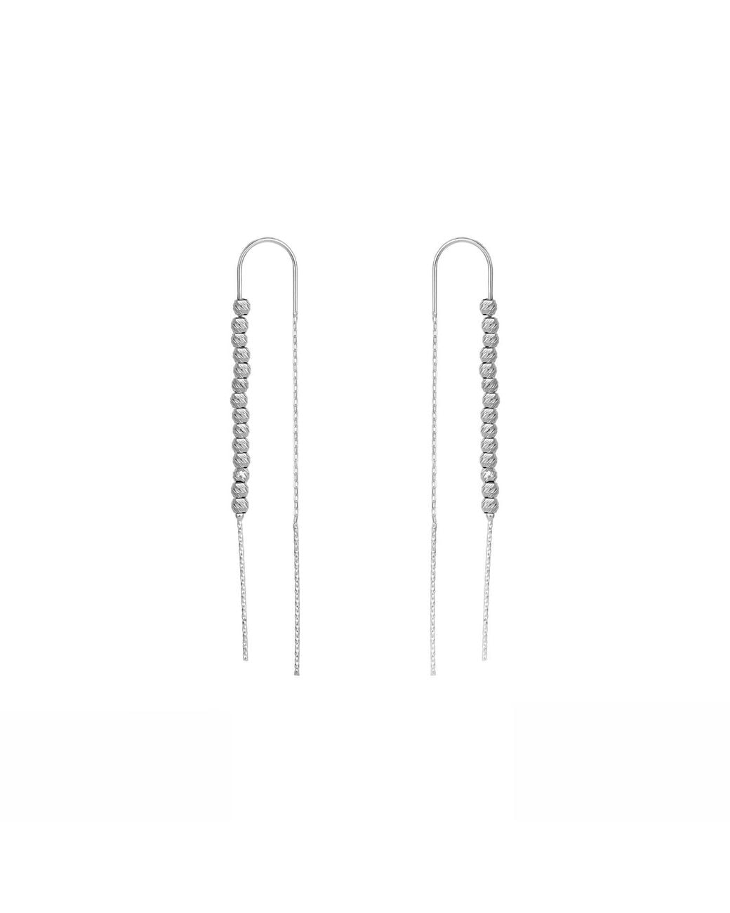 Spero London White Sterling Dorissa Chain Bead Drop Earring
