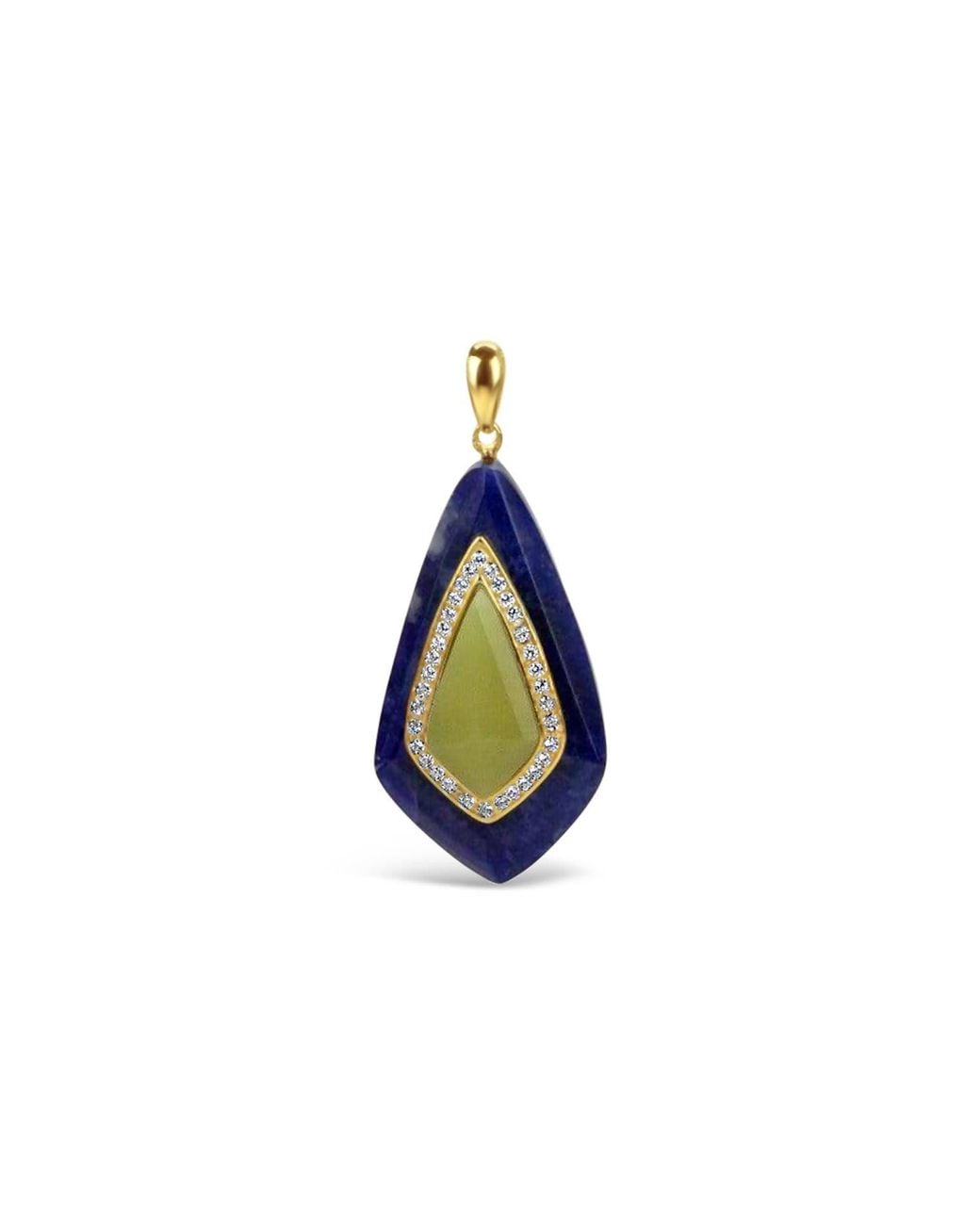Bellus Domina Blue Sterling Plated Sodalite & Jade Pendant