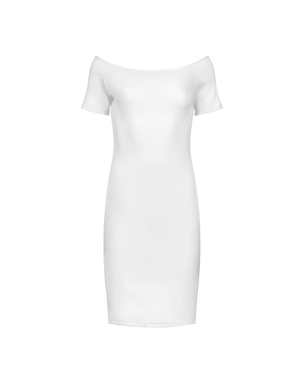 Conquista White Off-Shoulder Fitted Cotton Dress