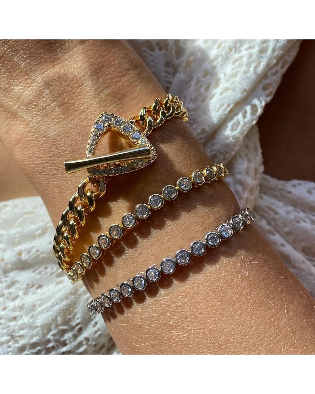 Native Gem Metallic Triomphe Bracelet- 14K Plate