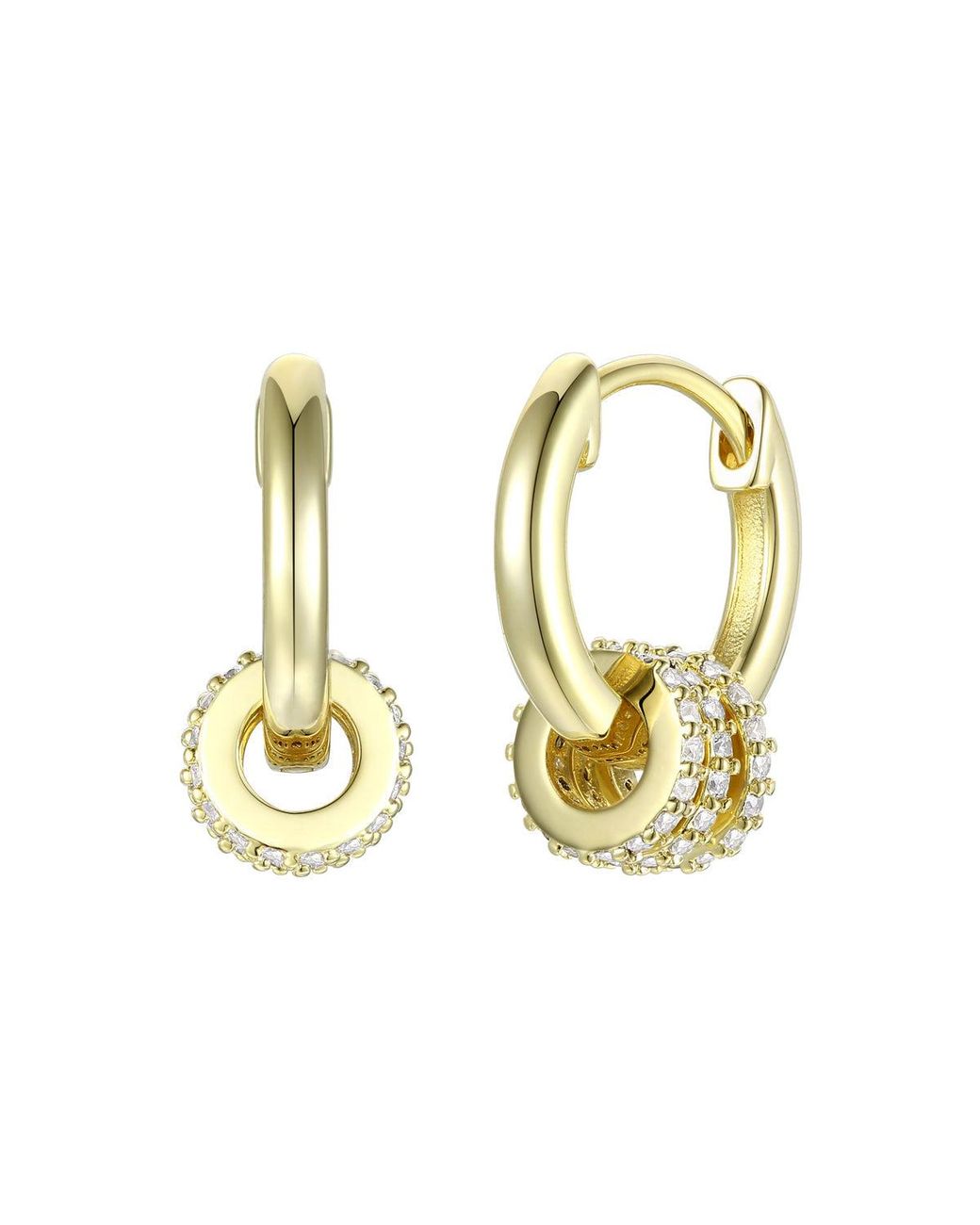 Genevive Jewelry Metallic Rachel Glauber Plated Round Cubic Zirconia Small Hoop Earrings