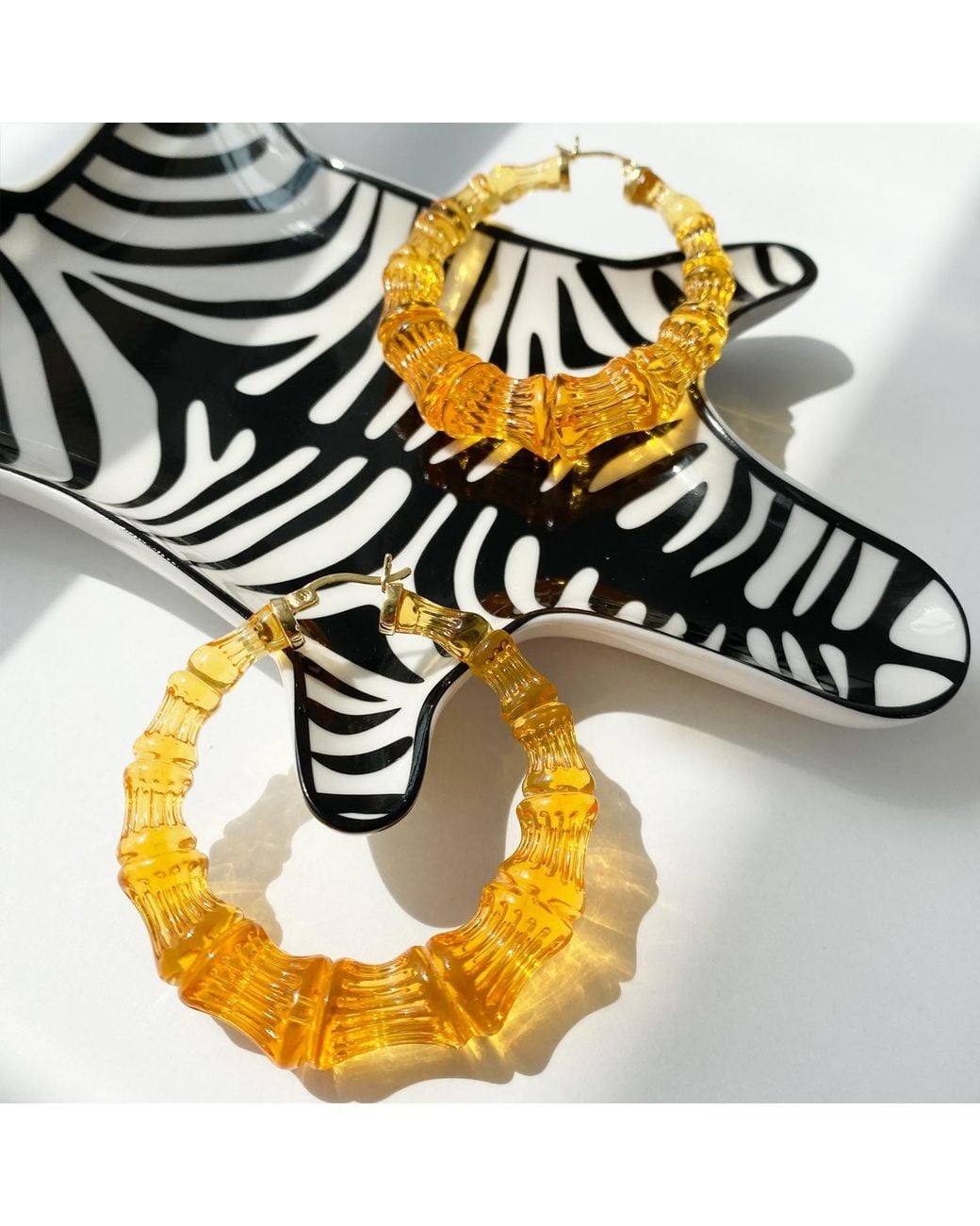 Gold & Honey Multicolor Bamboo Hoop Earrings
