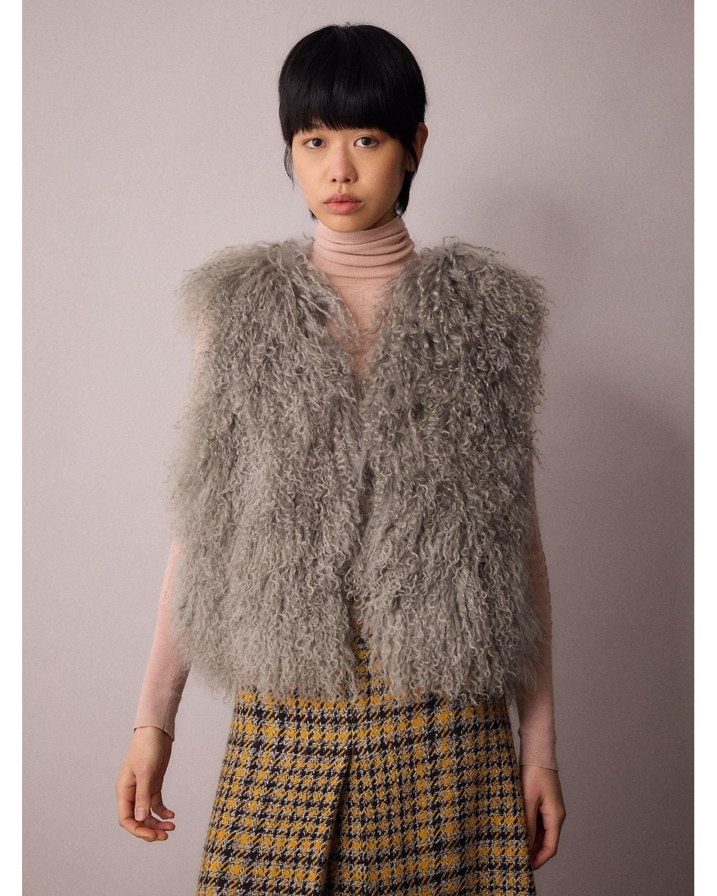 Amanda Thompson Couture Gray Colette Gilet Mongolian Sheepskin Fur