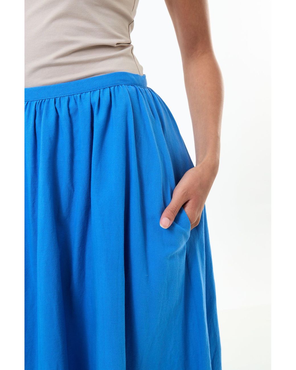 Louche Blue Zoeline Recycled Cotton Midaxi Skirt