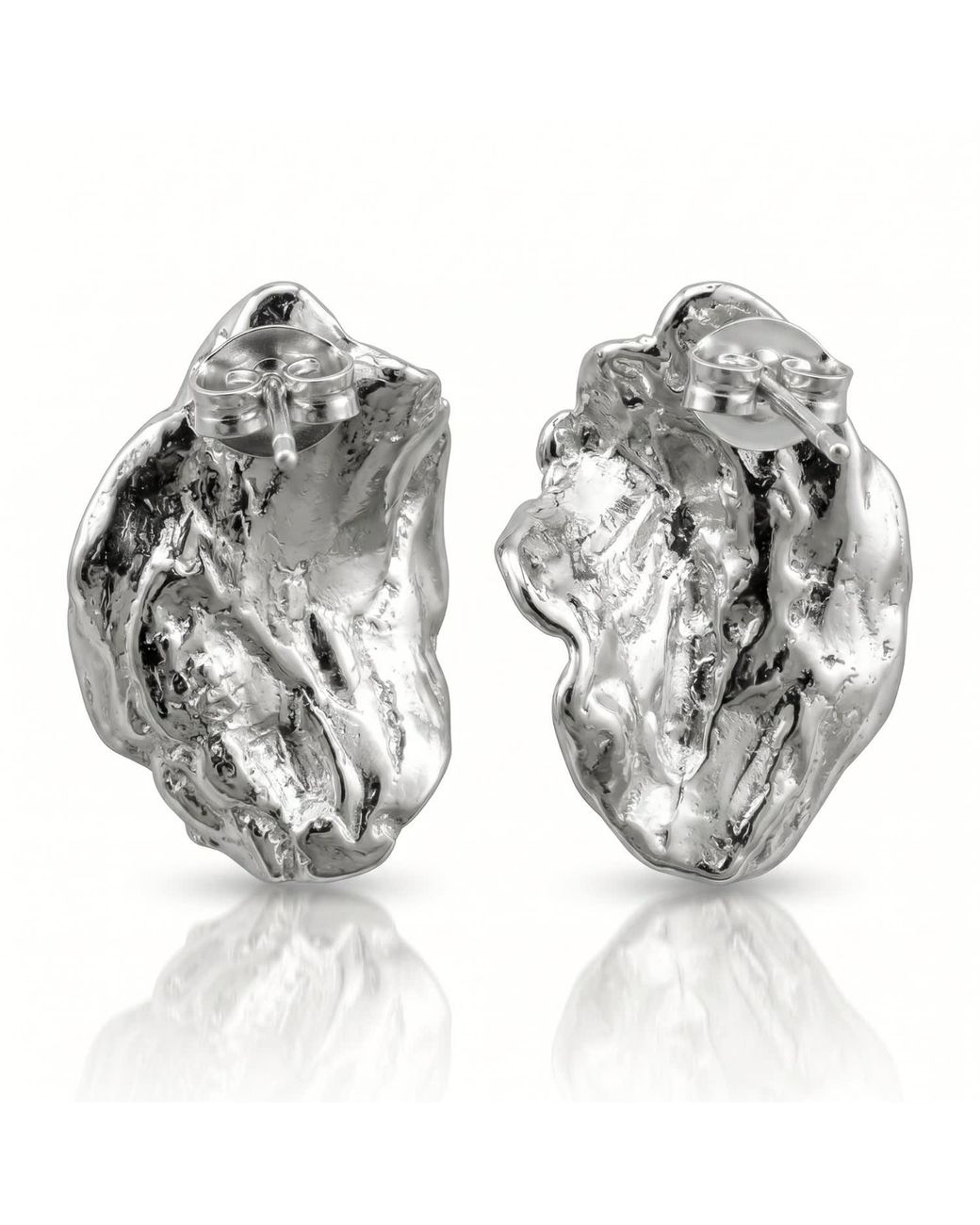Mercela Metallic Sculptural Organic Plated Stud Earrings – Inspired By Ancient Jewelry Forms