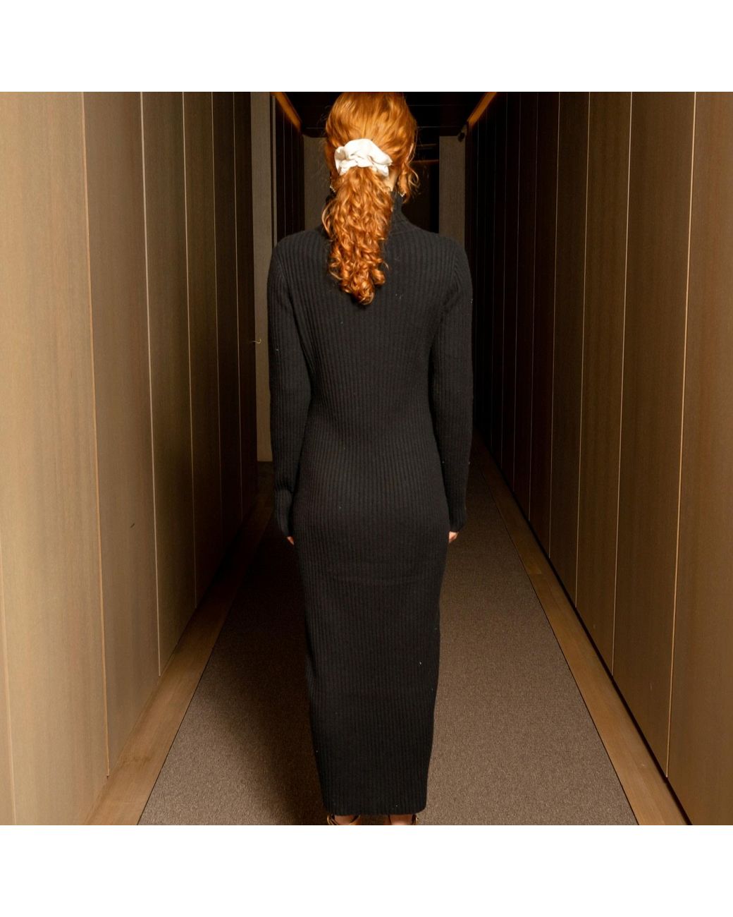 RUE AGTHONIS Black Noir Cashmere Scintillant Dress