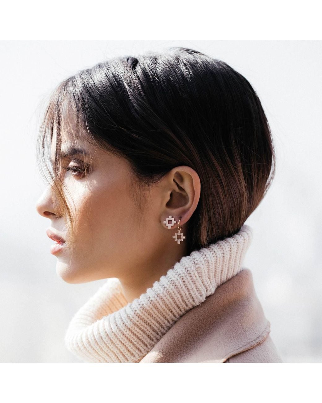 Sheida Farrokhi Pink Rose Minimal Flower Earrings