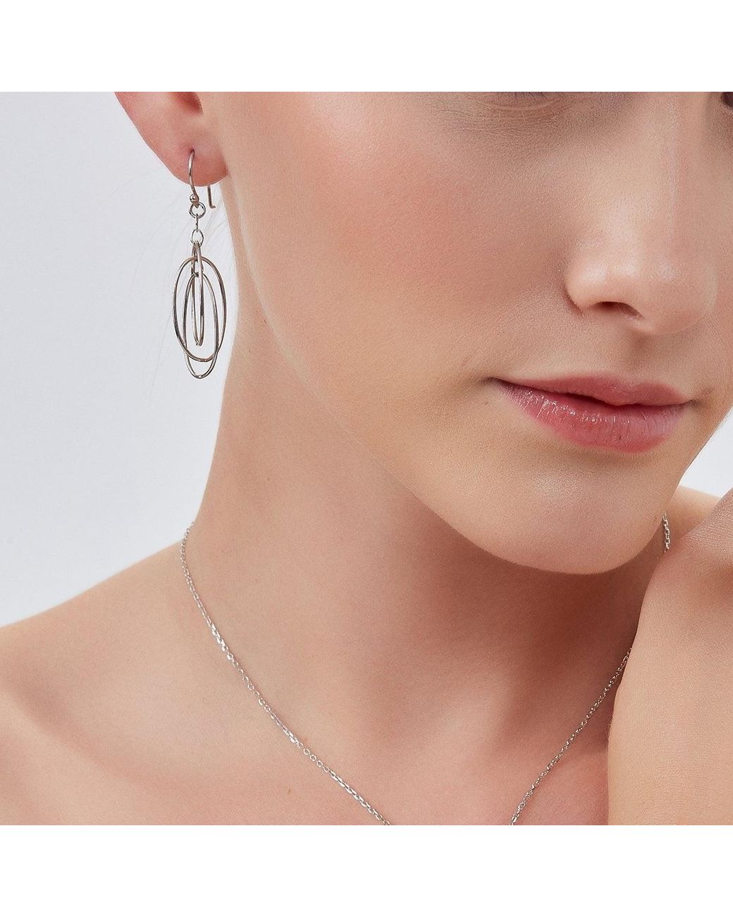 Spero London White Nested Loop 3D Drop Earrings