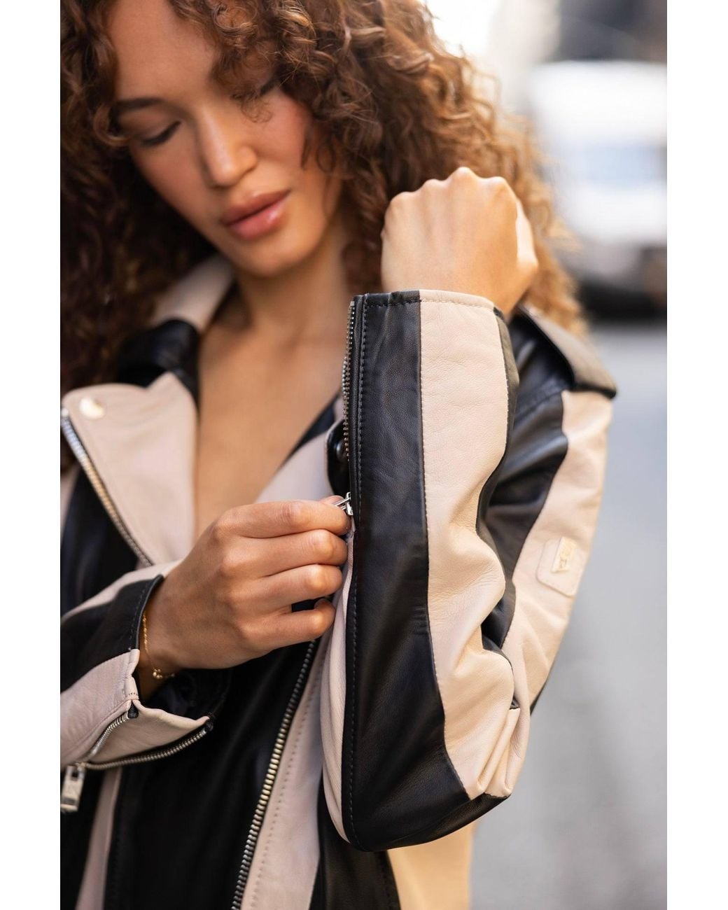 Mauritius Black Striped Leather Jacket Armilla
