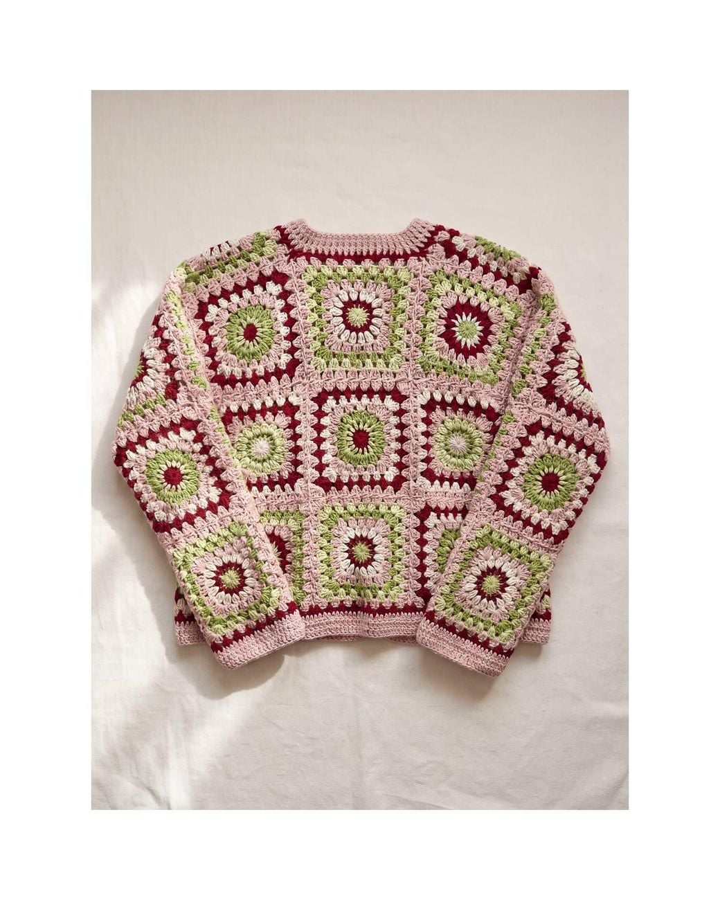 Ana Chic Red Sunburst Handmade Crochet Cardigan