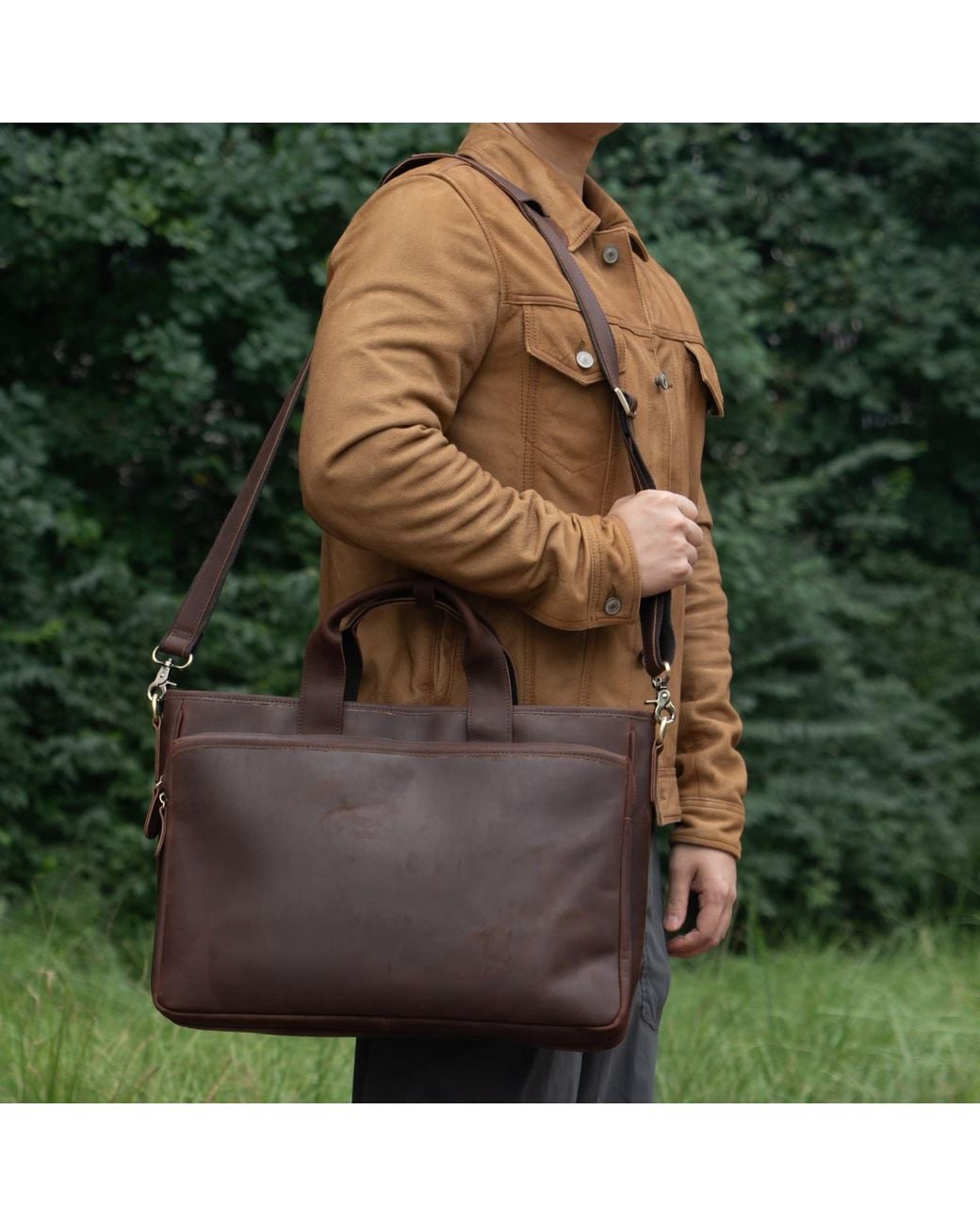 Touri Black Genuine Leather Urban Business Laptop Bag for men
