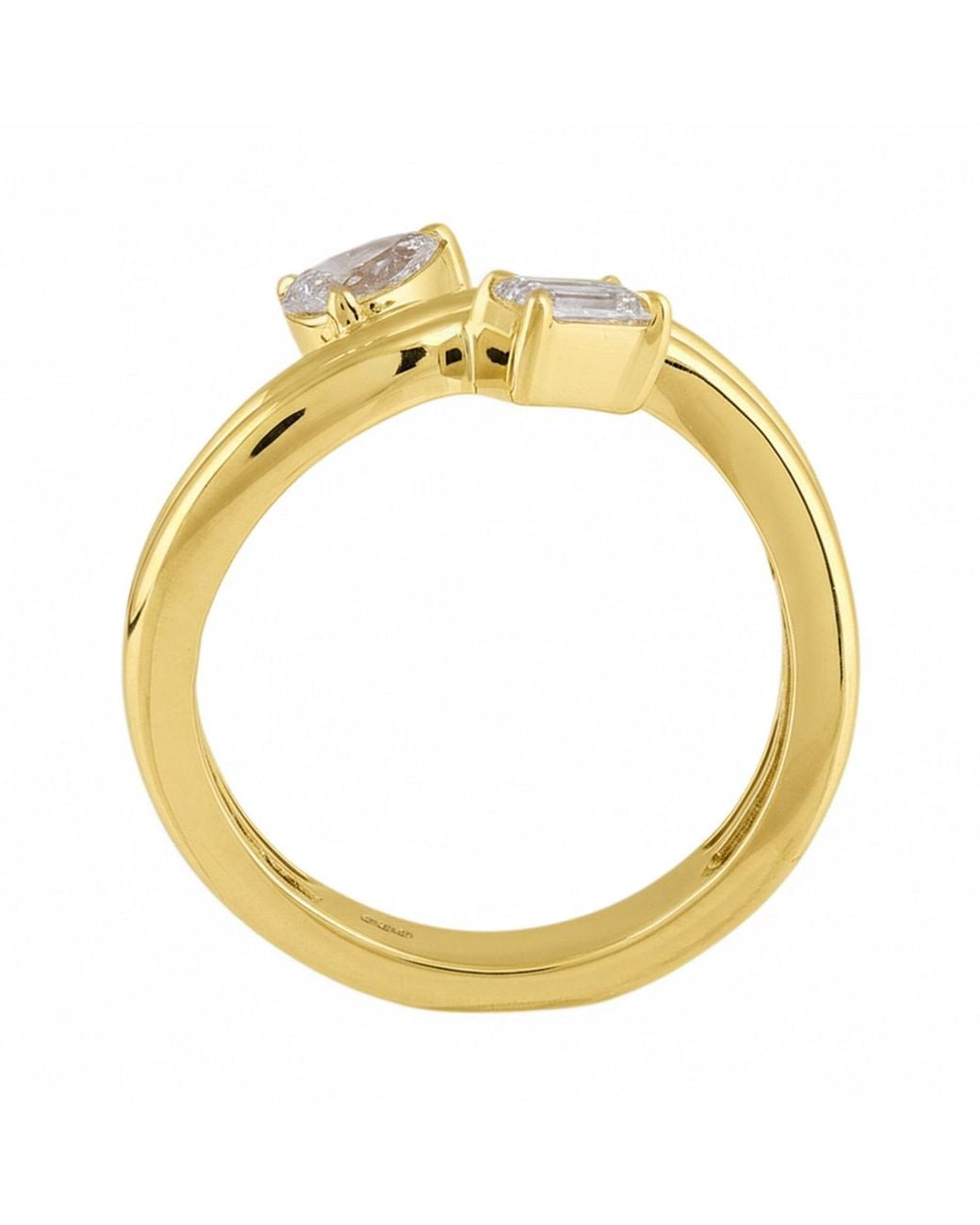 Artisan Metallic 14K Emerald Cut & Pear Shape Diamond Designer Ring