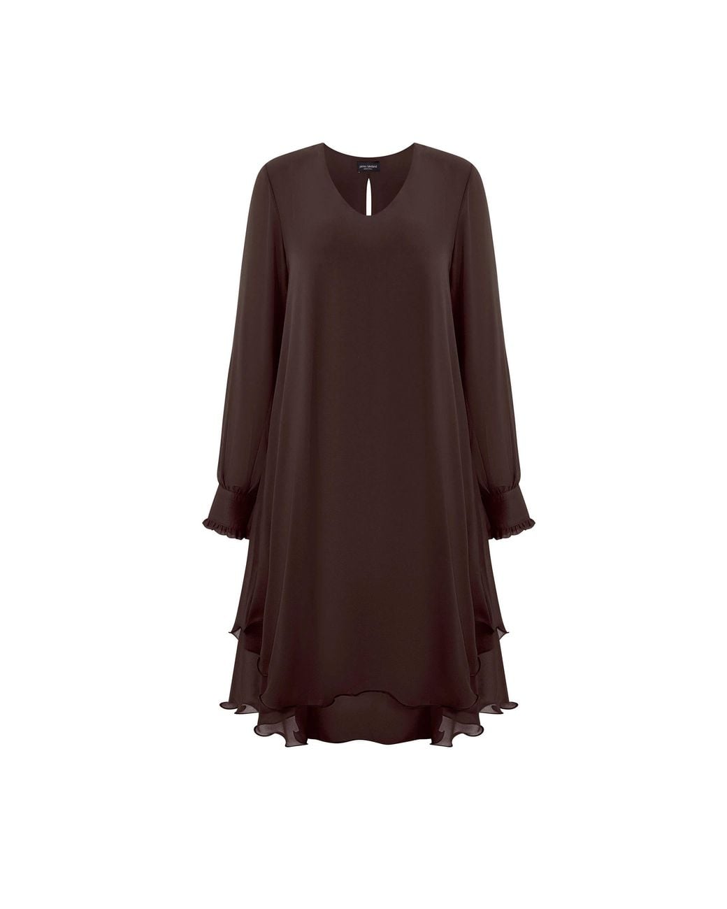 James Lakeland Brown Long Sleeve Wave Hem Dress