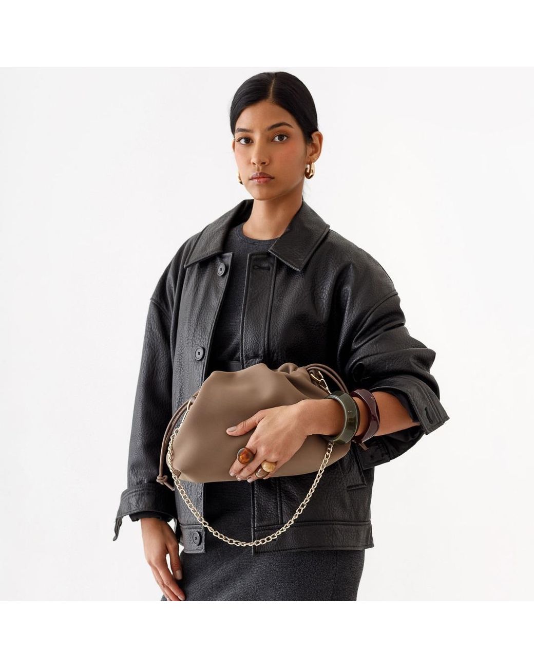 Pop Ups Brand Puff Clutch Mocha in Brown | Lyst UK