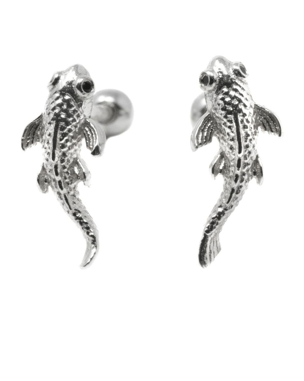 NASI SILVER Metallic Fish Neshama Studs