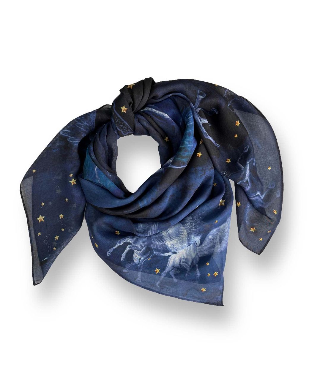 VETKA Blue Big Square Modal Scarf Pegas Dark