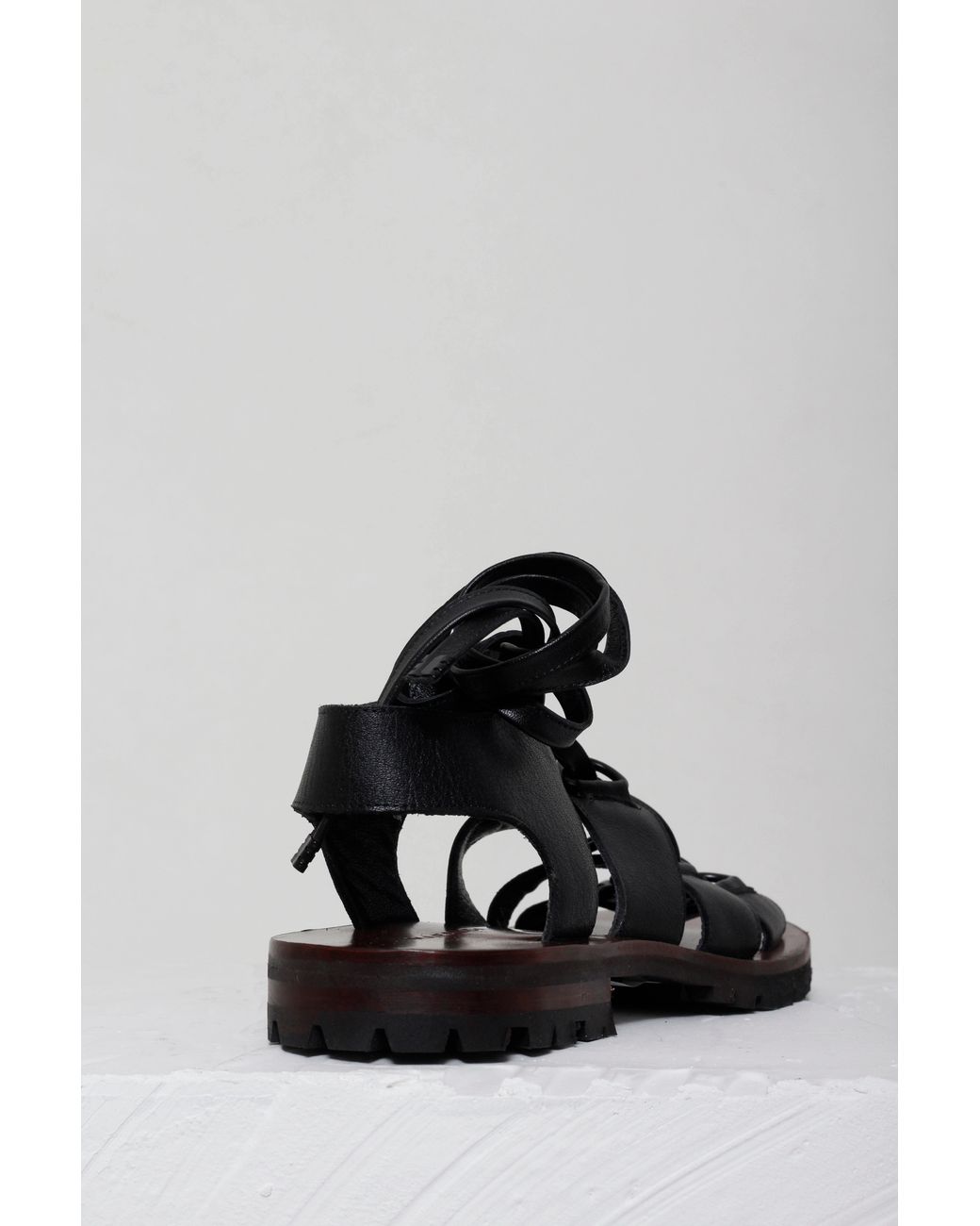 Mafalda Black Camelia Lace-Up Sandals