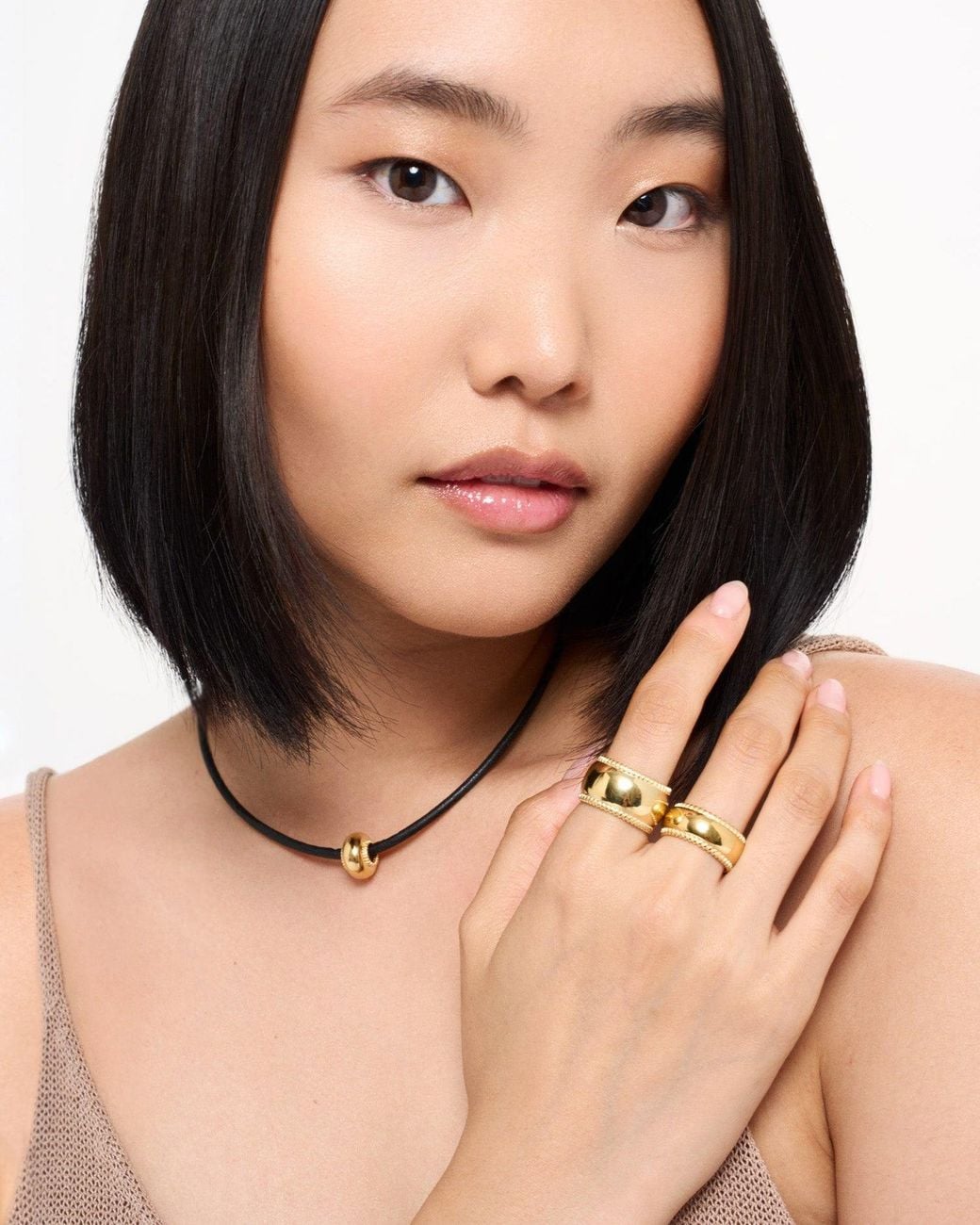 Stone Fruit Metallic Large Disc Ring