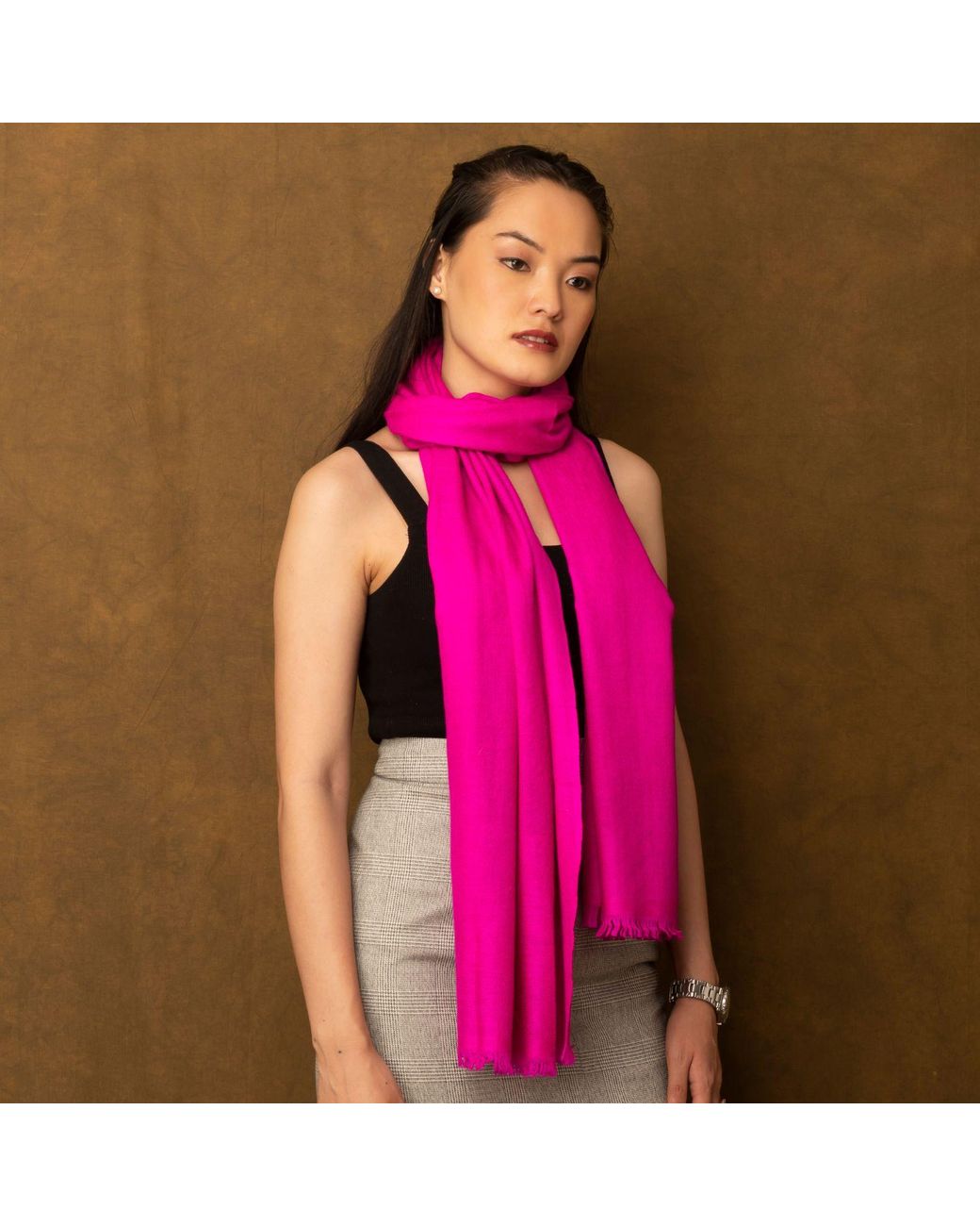 Heritagemoda Pink Fuchsia Pure Pashmina Scarf
