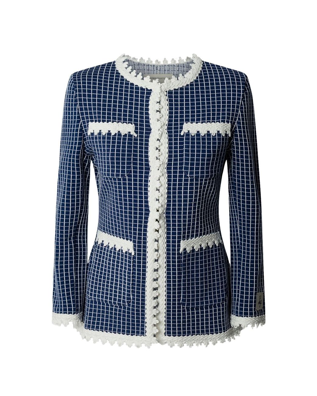 The Extreme Collection Blue Knit Jacket With Scalloped Finishes