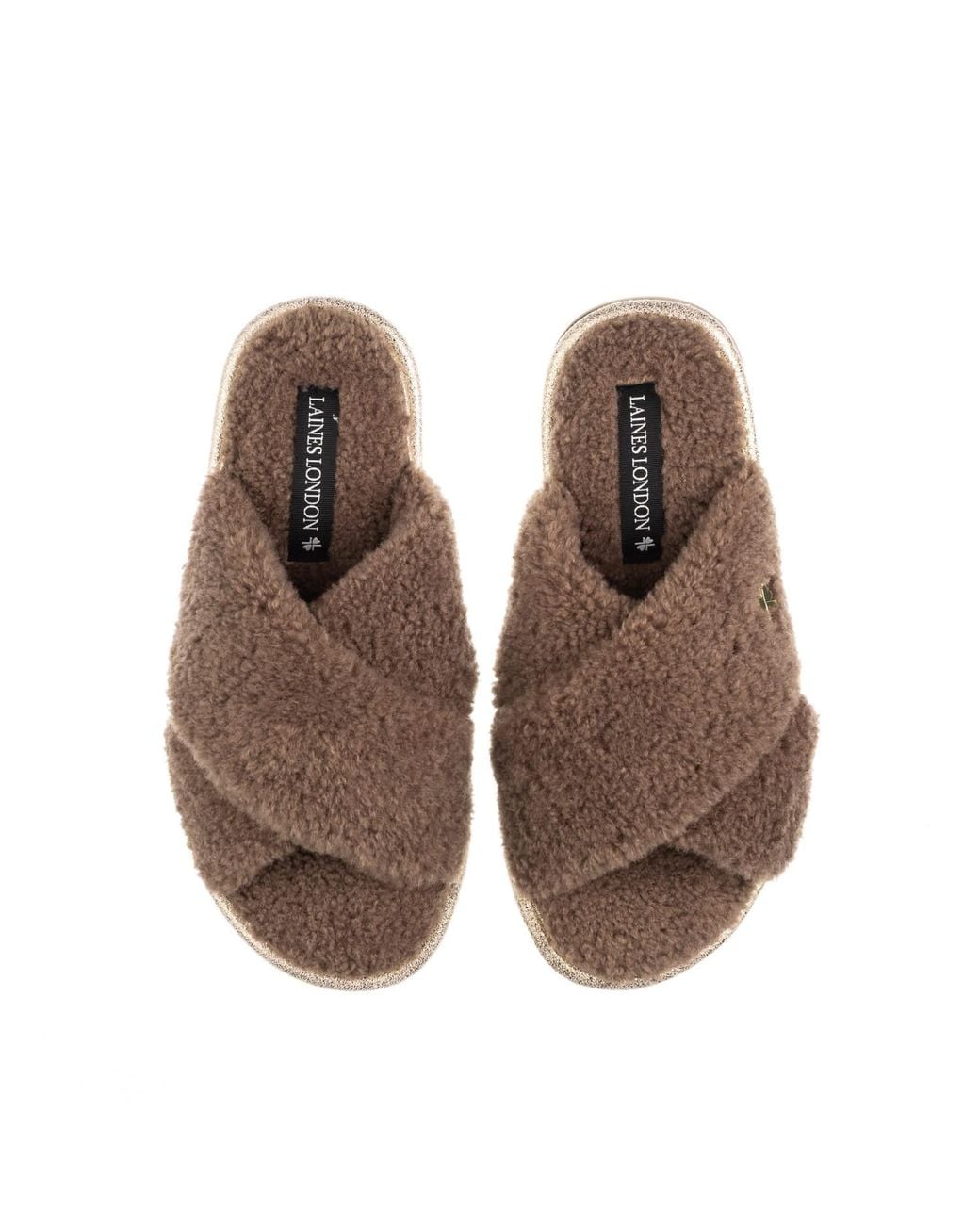 Laines London Brown Neutrals Neutral Boucle Slippers