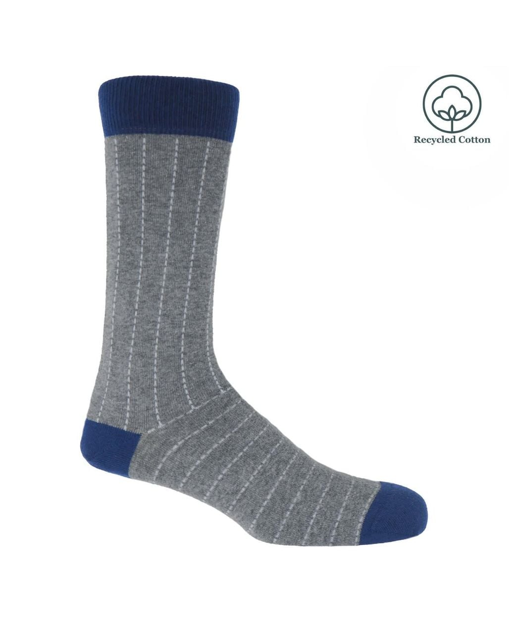 Peper Harow - Made in England Blue Dash Luxury Crew & Trainer Socks Bundle for men