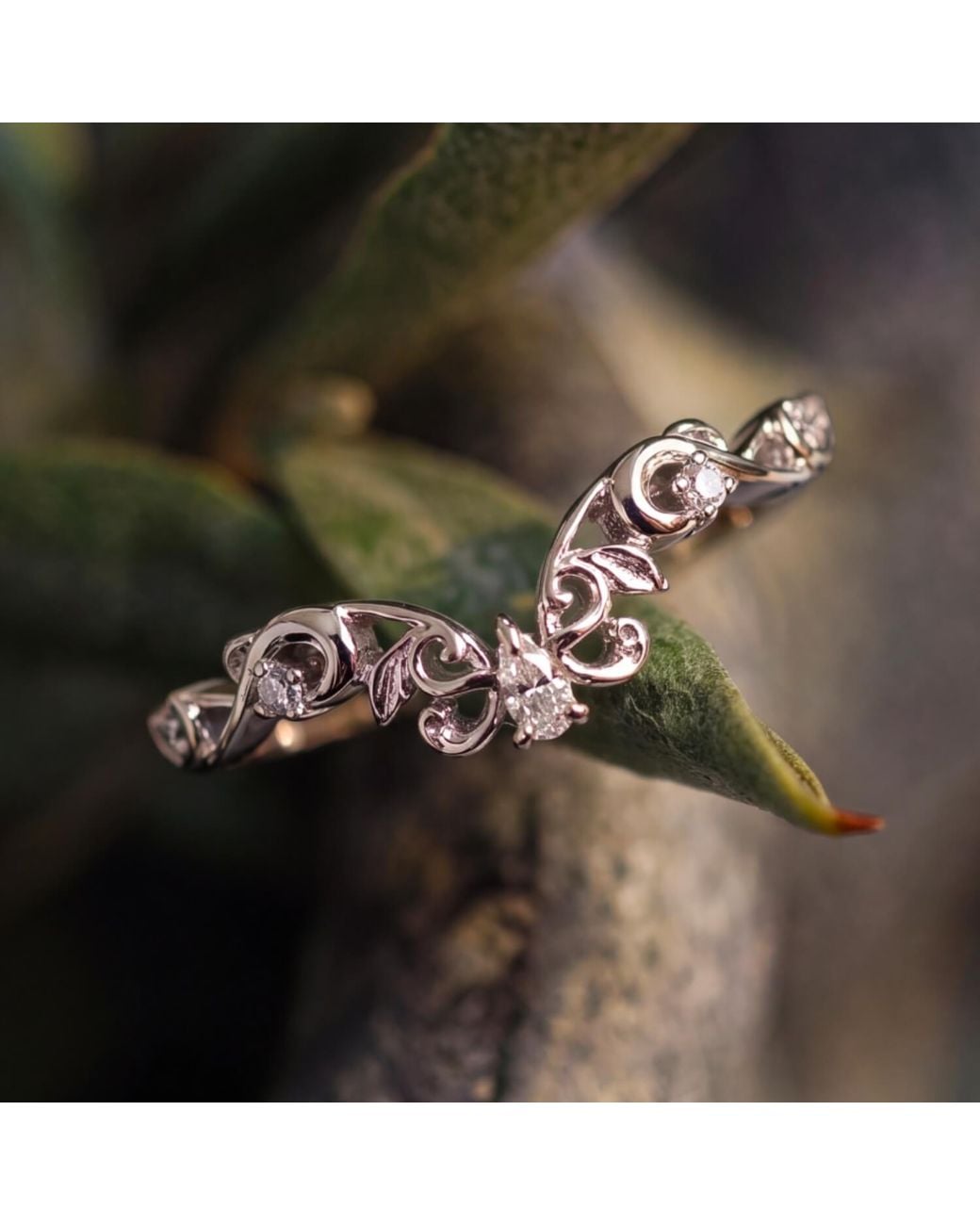 Azura Jewelry New York White Bloomveil Band Vermeil