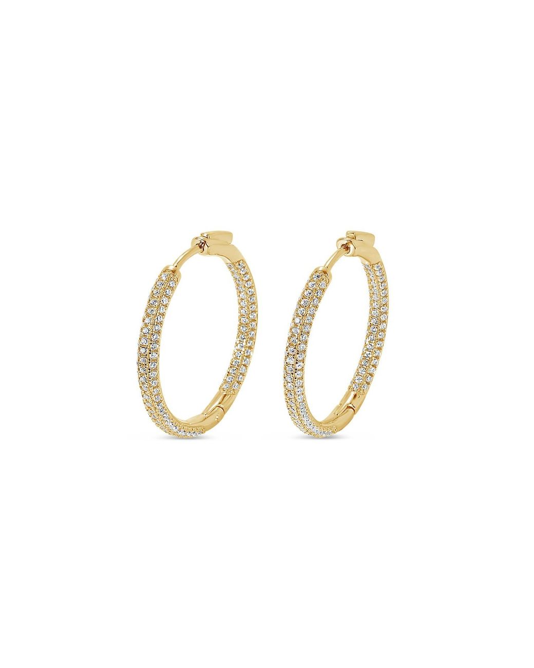 SALLY SKOUFIS Metallic Pursuit Pave Hoops Petite With Made Cz Diamond Stimulant