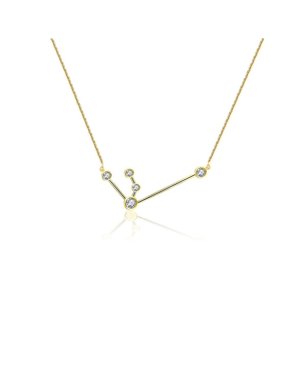 Genevieve Collection Metallic Aquarius Zodiac Constellation Necklace 18K & Diamond